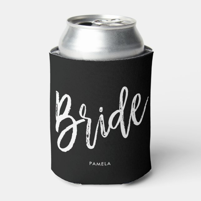 Bride | Simple Script Style Custom Wedding Can Cooler (Can Front)