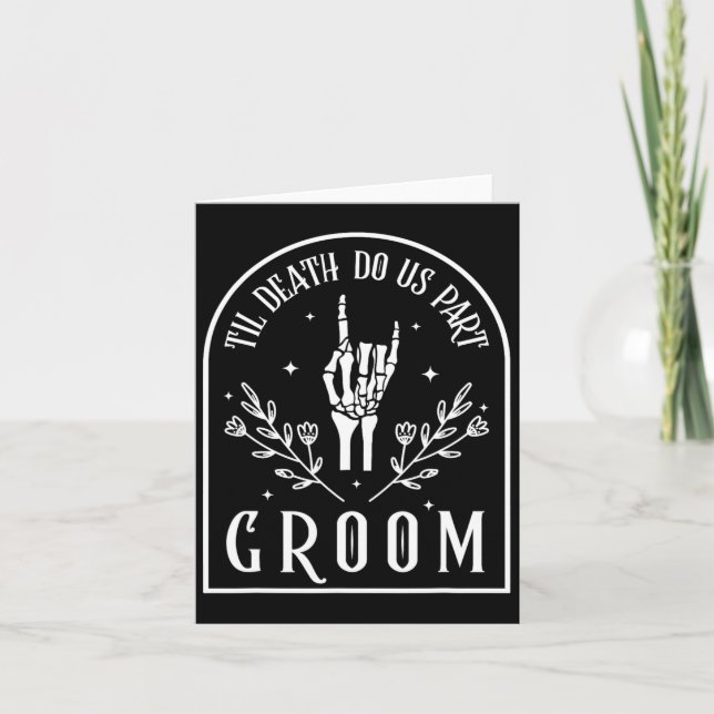 Bride Skeleton Gothic Halloween Engagement Wedding Card (Front)