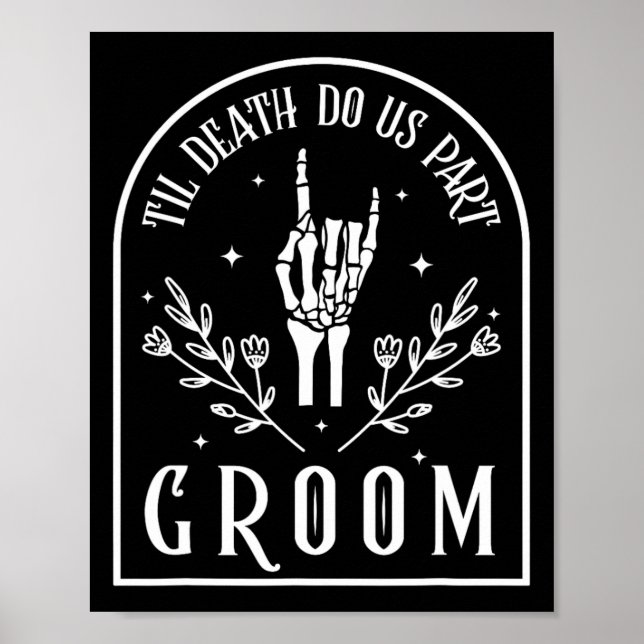 Bride Skeleton Gothic Halloween Engagement Wedding Poster (Front)