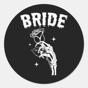Bride Skeleton Hand Wedding Halloween Couples Matc Classic Round Sticker