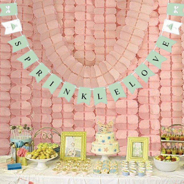 BRIDE Sprinkle Love Sage Green Bridal Shower Party Bunting (Creator Uploaded)