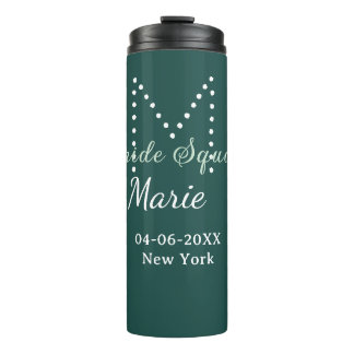 Bride squad add name monogram bridesmaid blue thermal tumbler