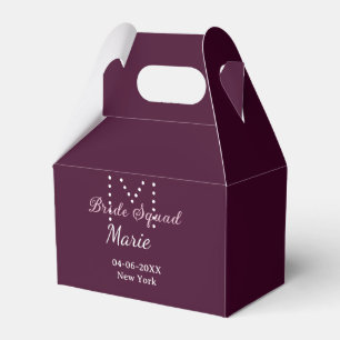 Bride squad add name monogram bridesmaid mauve favour box