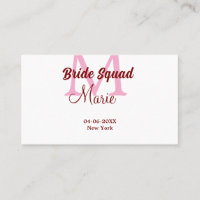 Bride squad add name monogram bridesmaid pink date