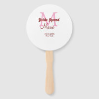 Bride squad add name monogram bridesmaid pink date