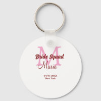 Bride squad add name monogram bridesmaid pink date
