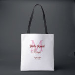 Bride squad add name monogram bridesmaid pink date tote bag<br><div class="desc">beautiful design</div>