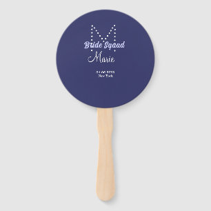 Bride squad add name monogram bridesmaid purple wh hand fan