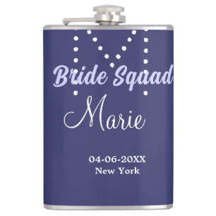 Bride squad add name monogram bridesmaid purple wh hip flask