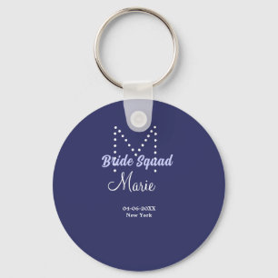 Bride squad add name monogram bridesmaid purple wh key ring