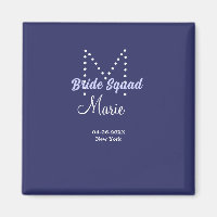 Bride squad add name monogram bridesmaid purple wh