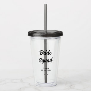 Bride Squad Bridal Shower Bachelorette Party Name Acrylic Tumbler