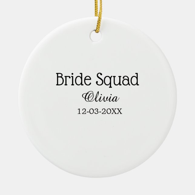 Bride squad bridesmaid add name bachelorette party ceramic tree decoration (Front)