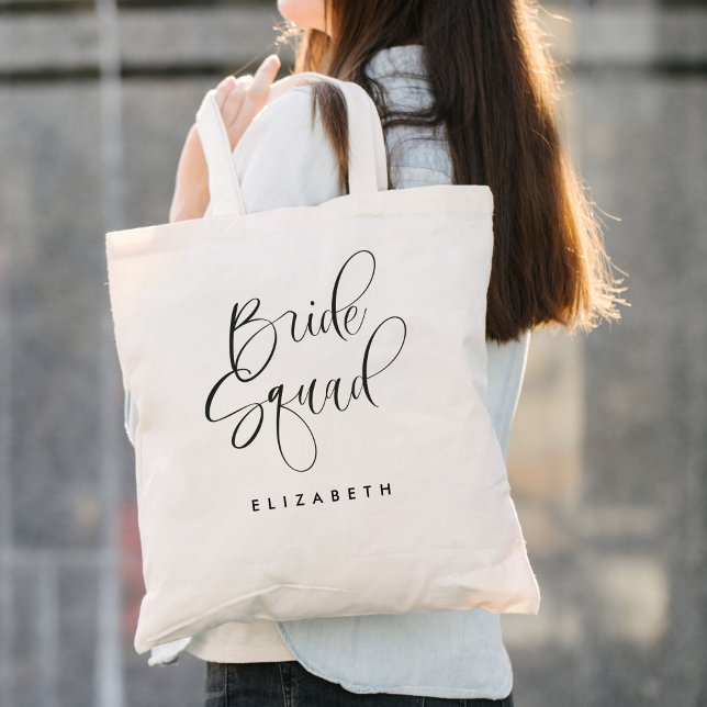 Bride Squad Bridesmaid Calligraphy Wedding Tote Bag (Creator Uploaded)