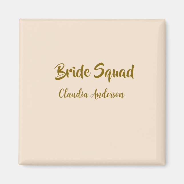 Bride squad bridesmaid name golden orange wedding  magnet (Front)