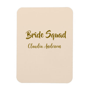 Bride squad bridesmaid name golden orange wedding magnet