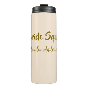 Bride squad bridesmaid name golden orange wedding  thermal tumbler