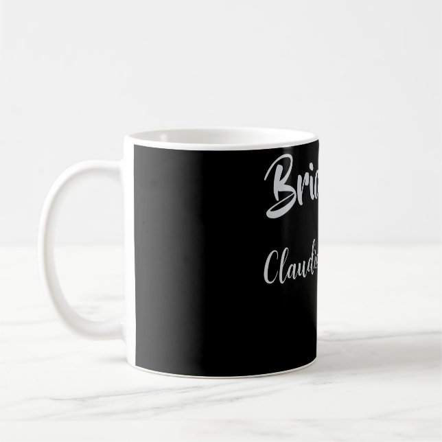 Bride squad bridesmaid name silver black wedding  coffee mug (Left)