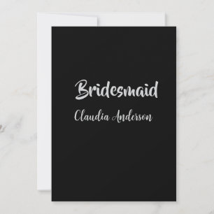 Bride squad bridesmaid name silver black wedding invitation