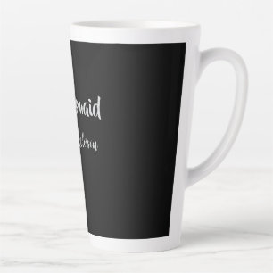 Bride squad bridesmaid name silver black wedding  latte mug