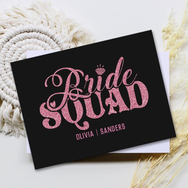 Bride Squad Bright Pink Holiday Postcard (Creator Uploaded)
