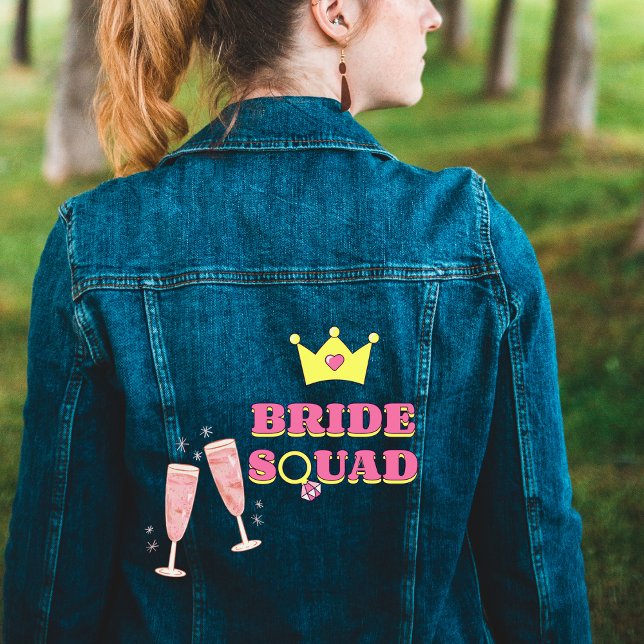 bride squad cute bridesmaid women's denim jacket (Creator Uploaded)