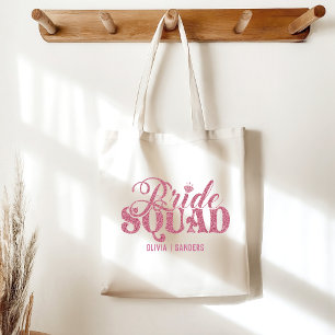 Bride Squad Cute Bright Pink Tote Bag
