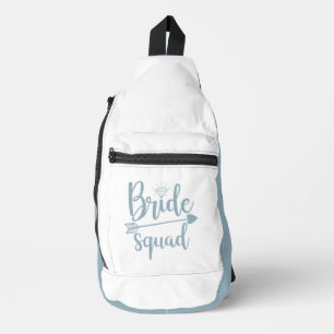 BRIDE SQUAD Dusty Blue White  Sling Bag