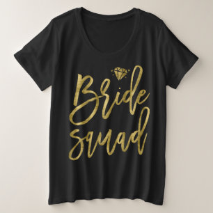 Bride Squad Faux Gold Plus-Size Brilliant Black Plus Size T-Shirt