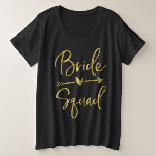 Bride Squad Faux Gold Plus-Size Script Arrow Plus Size T-Shirt