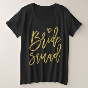 Bride Squad Faux Gold With Diamond Graphics Plus Size T-Shirt