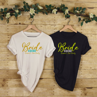 Bride Squad-Gold Bright Bridal Bachelorette Party T-Shirt