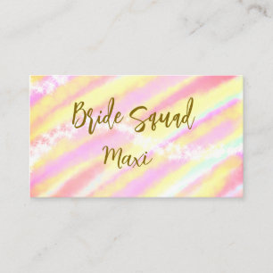 Bride squad golden pastel pink colorful glitter br business card