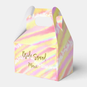 Bride squad golden pastel pink colorful glitter br favour box