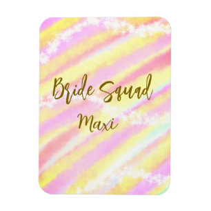 Bride squad golden pastel pink colorful glitter br magnet