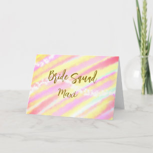Bride squad golden pastel pink colorful glitter br note card
