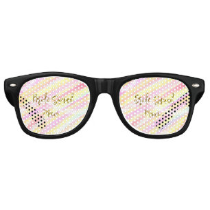 Bride squad golden pastel pink colorful glitter br retro sunglasses