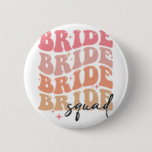 Bride Squad Groovy Theme Bridal Shower Bachelorett 6 Cm Round Badge