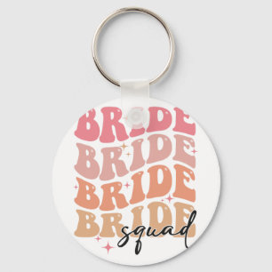 Bride Squad Groovy Theme Bridal Shower Bachelorett Key Ring