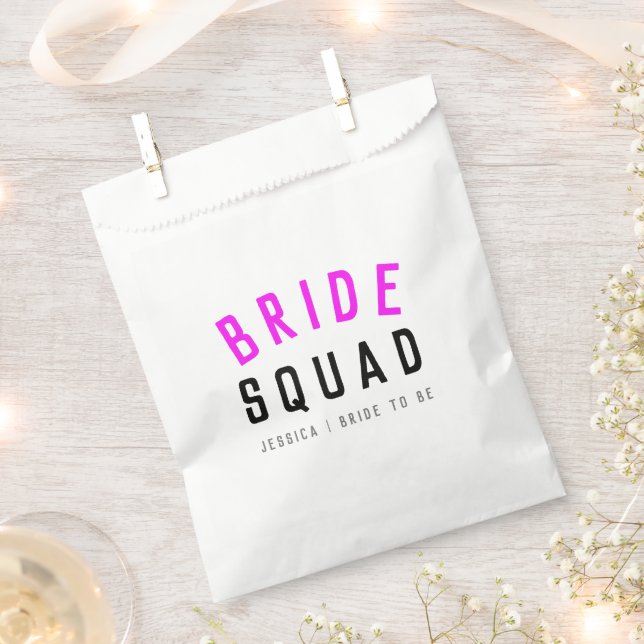 Bride Squad | Hot Pink Bachelorette Bridesmaid Favour Bags (Clipped)