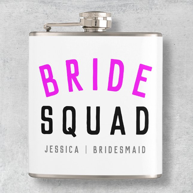 Bride Squad | Hot Pink Bachelorette Bridesmaid Hip Flask (Creator Uploaded)
