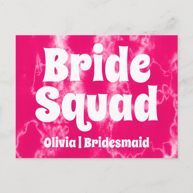 Bride Squad | Hot Pink Bachelorette Bridesmaid  Postcard (Front)