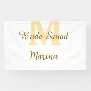 Bride squad monogram golden bridal shower simple banner