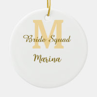 Bride squad monogram golden bridal shower simple 