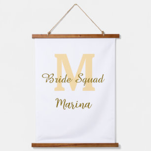 Bride squad monogram golden bridal shower simple hanging tapestry