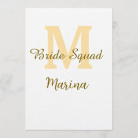 Bride squad monogram golden bridal shower simple
