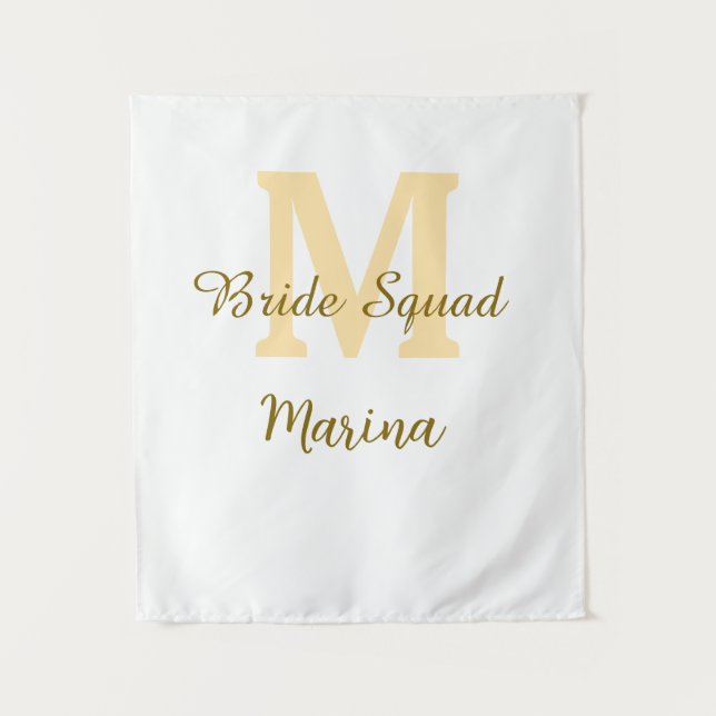 Bride squad monogram golden bridal shower simple  tapestry (Front)