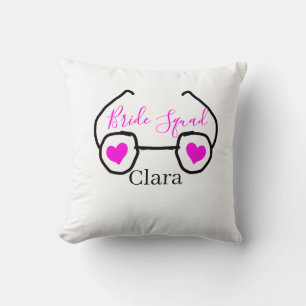 Bride squad pink black googles heart bridesmaid  cushion