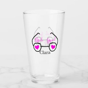 Bride squad pink black googles heart bridesmaid glass
