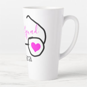 Bride squad pink black googles heart bridesmaid  latte mug